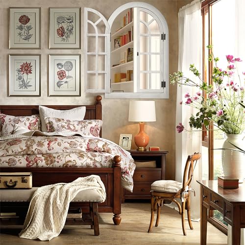 Arched Wall Mirror Wood Frame Farmhouse Decor for Bedroom Living Room a7