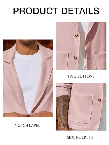 Men's Casual Linen Blazer Suit Jacket Two Button Slim Fit Lightweight Business Sport Coats k7