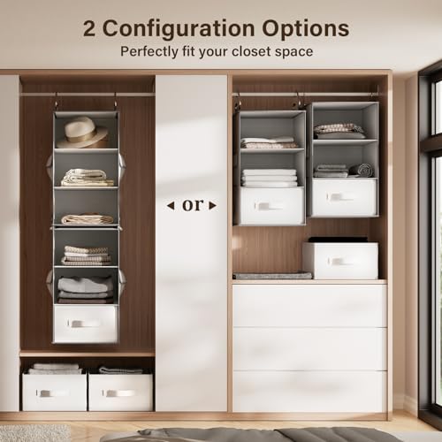 6-Shelf Hanging Closet Organizer with Removable Drawers k7m