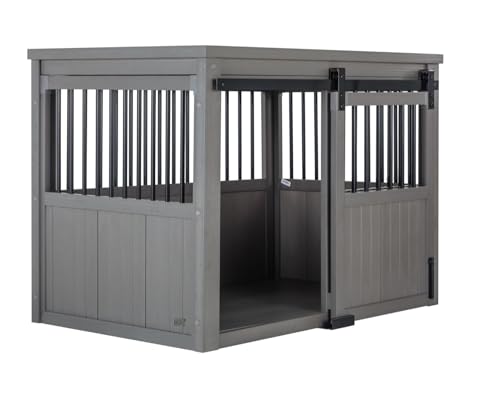 Sliding Barn Door Dog Crate Large Grey k7p