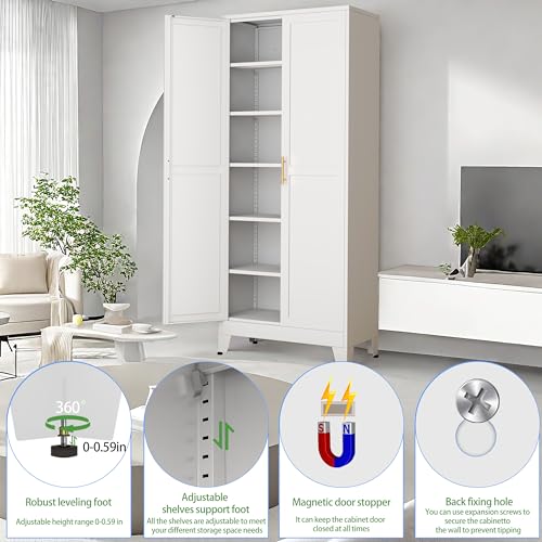 75.2" H Pantry Storage Cabinet with Adjustable Shelves k7p