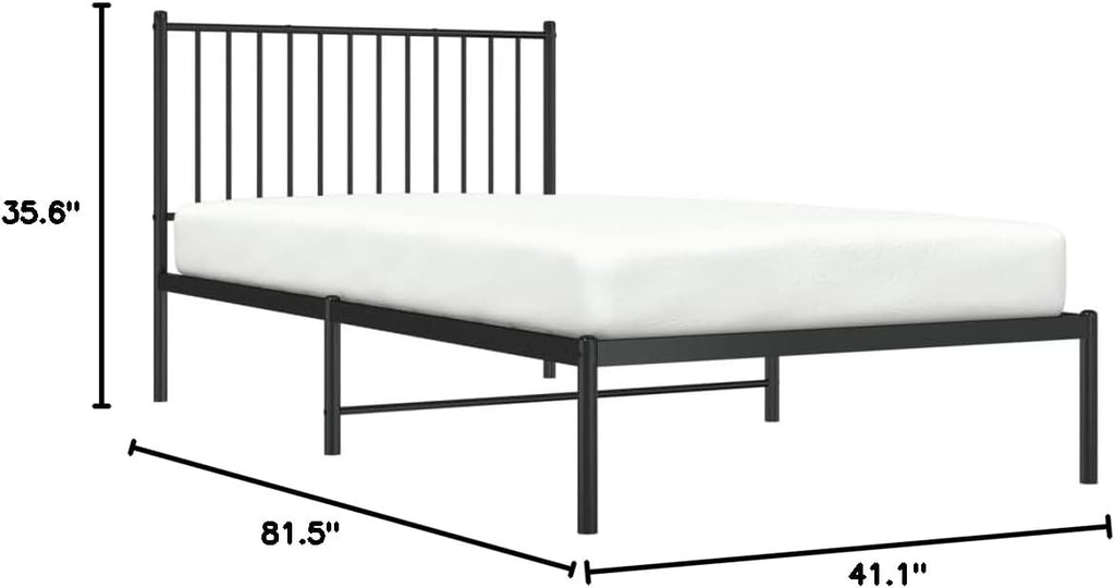 Metal Bed Frame with Headboard Black 39.4x78.7 k7p
