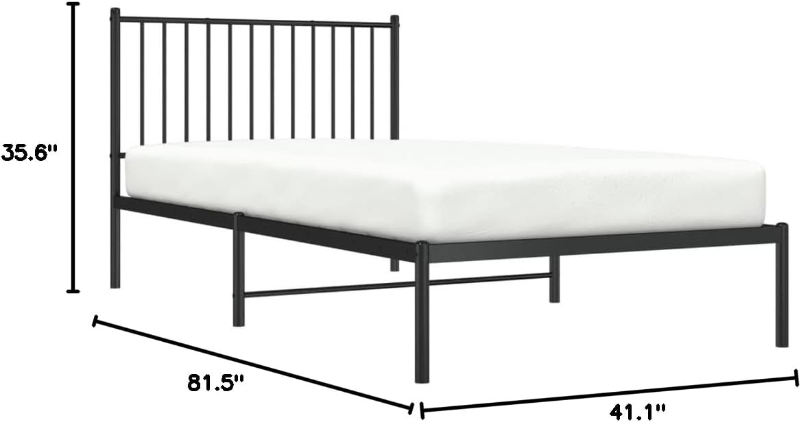 Metal Bed Frame with Headboard Black 39.4x78.7 k7p