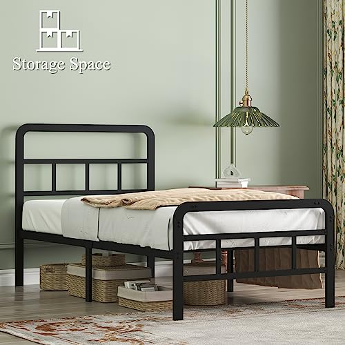 California King Bed Frame with Headboard Metal Platform Black k7