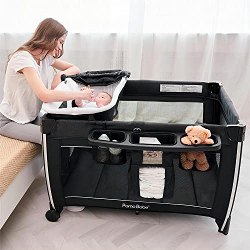 Portable Baby Crib Foldable Travel Playard with Bassinet and Changing Table k7m