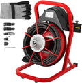 VEVOR 50 Ft x 3/8 Inch Machine Fits 1 to 4 Inch Pipes Portable Drain Cleaner with 8 Auger Bits, Red + Black