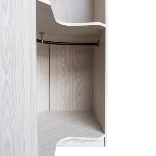 Polygon Corner Wardrobe Closet with Hanging Rods Gray k7m