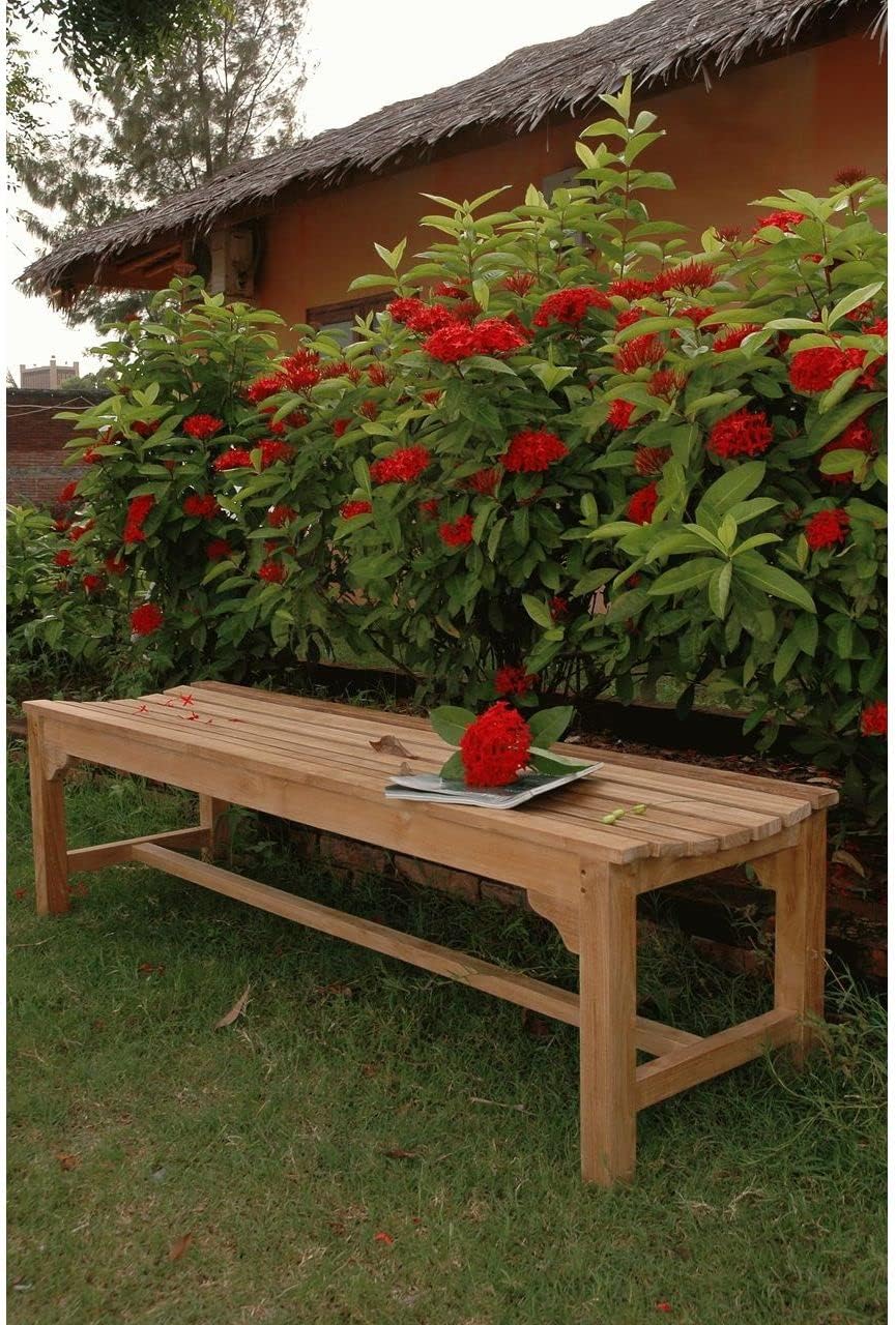 Teak Backless 3-Seater Bench a7