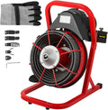 VEVOR 50 Ft x 1/2 Inch Drain Cleaner Machine Best fit 1”(25mm) to 4”(100mm) Pipes Drain Cleaning Machine Portable Drain Auger Cleaner with 4 Cutters Electric Drain Auger Plumbing Tool (50Ft x 1/2In)