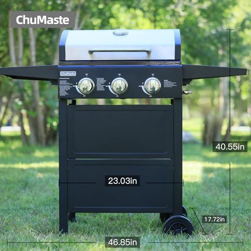 3 burner gas grill with thermometer outdoor bbq a7