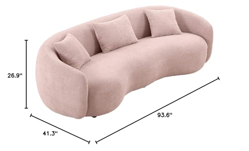 Mid Century Curved Sofa 3-Seat Boucle Fabric Brown k7