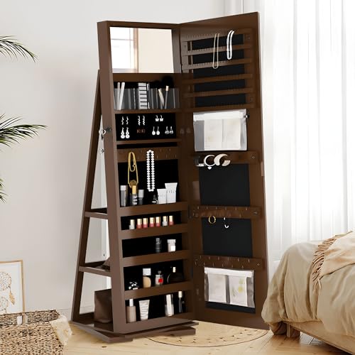 Wooden Jewelry Cabinet with Mirror and Lock k7m