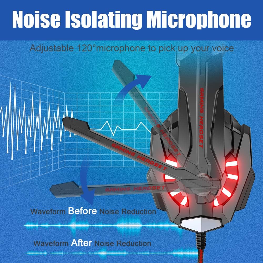 Gaming Headset for PS4 PC Xbox One Noise Cancelling Over Ear with Mic k7x