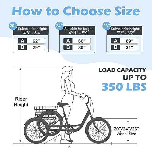 Adult Tricycle 7 Speeds Three Wheel Bike for Seniors k9