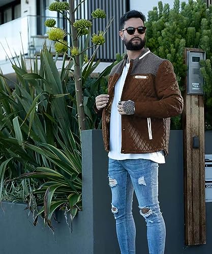 Men Diamond Quilted Puffer Jacket Lightweight Casual a7