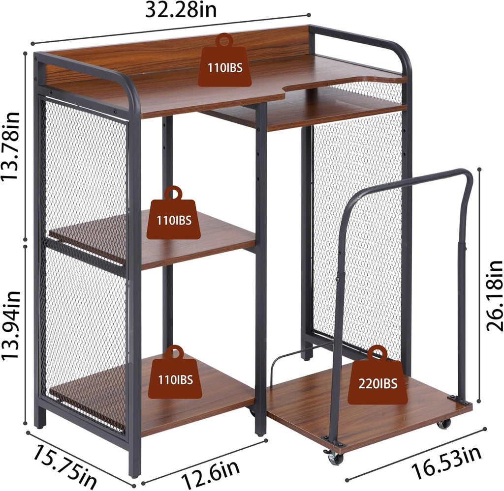 Printer Stand with Storage 3 Tier Adjustable Rack for Home Office k7m
