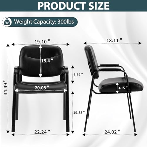 Office Guest Reception Chair with Lumbar Support PU Leather Black k7m