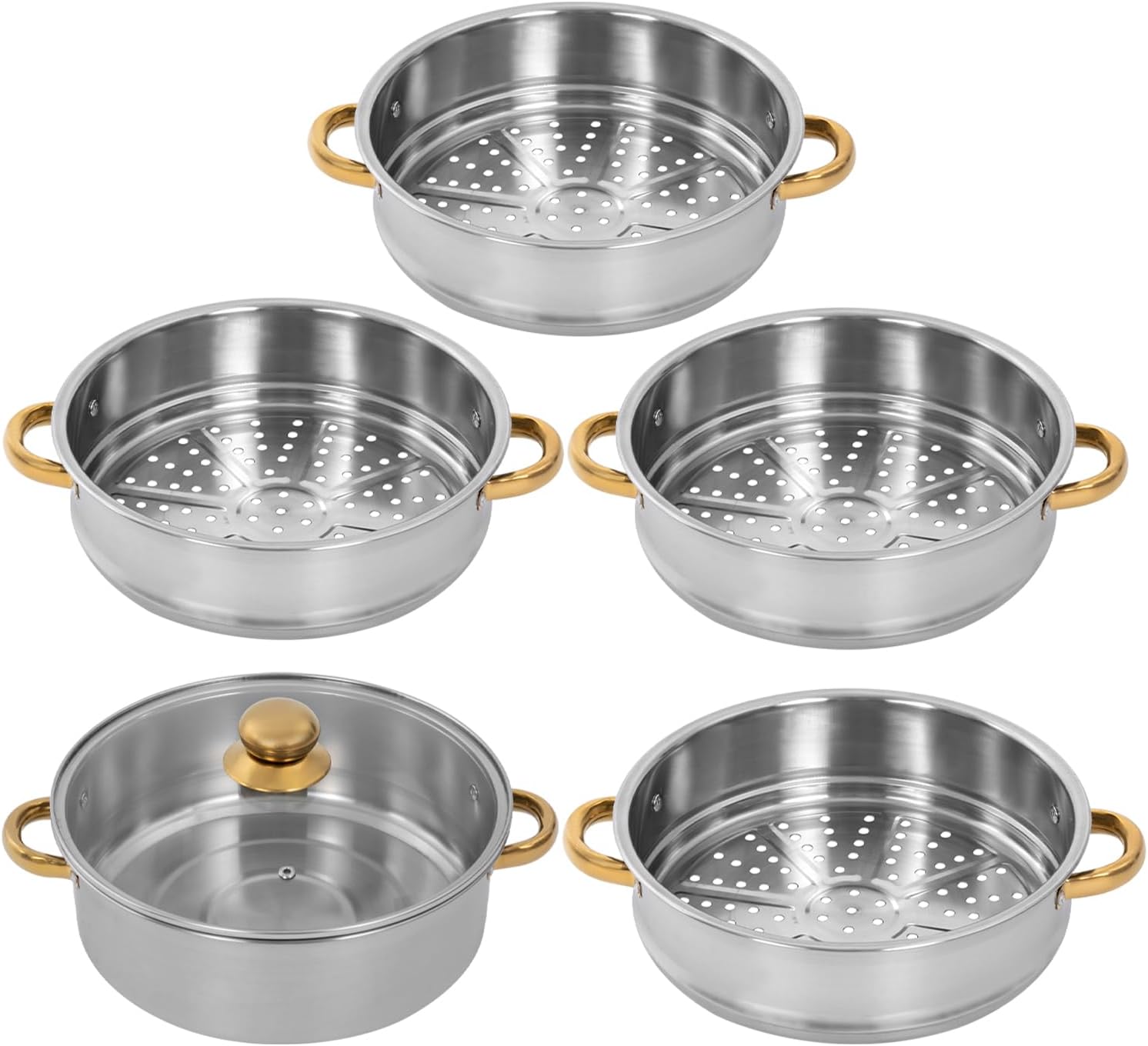 Steamer Pot 5 Tier 26cm Stainless Steel with Glass Lid a7