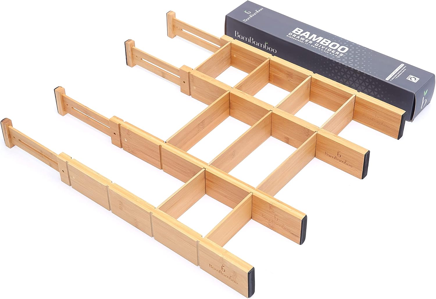 Bamboo Drawer Dividers 9 Inserts 4 Pack k7m
