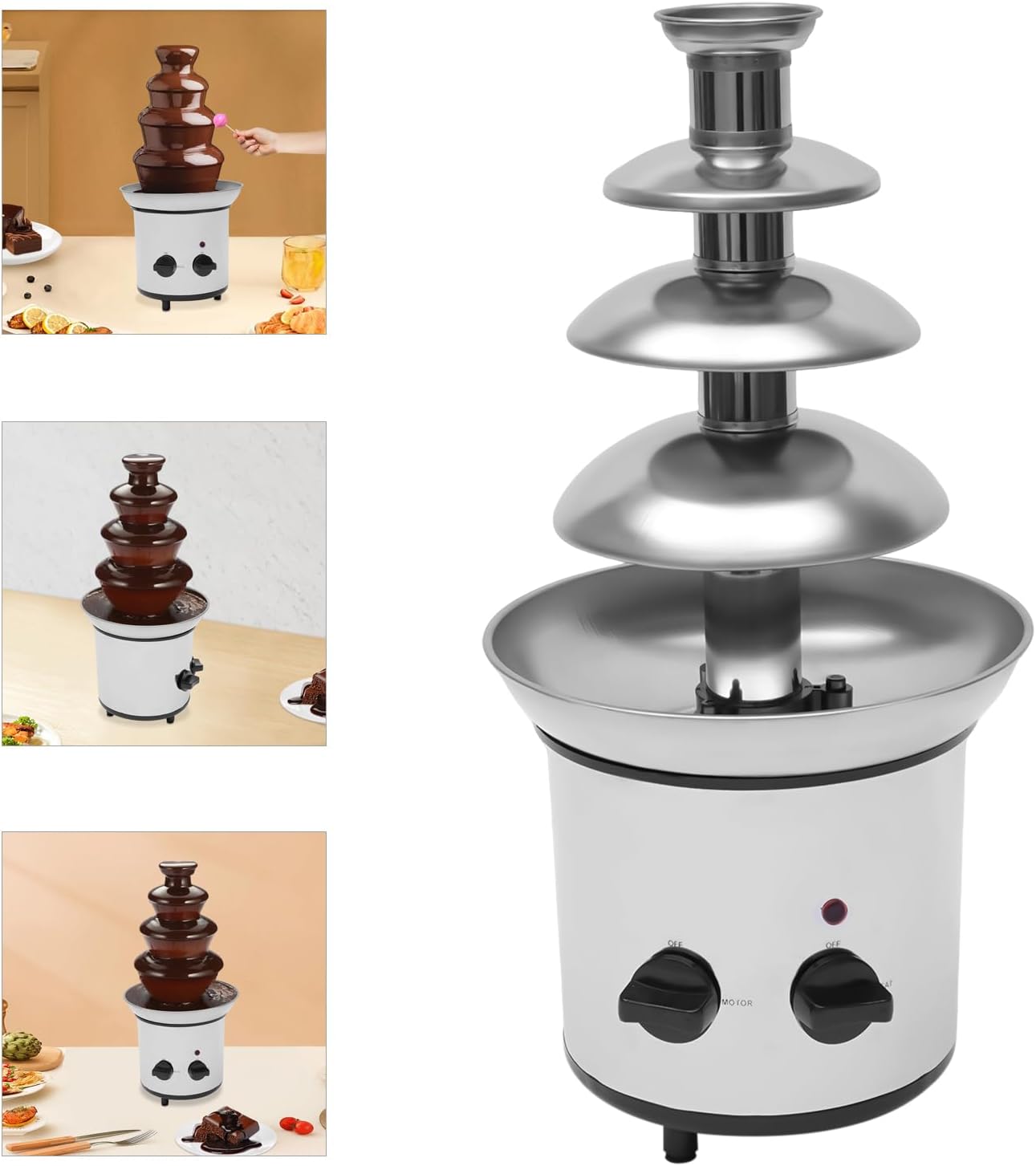 170W 4-Tier Electric Chocolate Fondue Fountain for Parties k7m