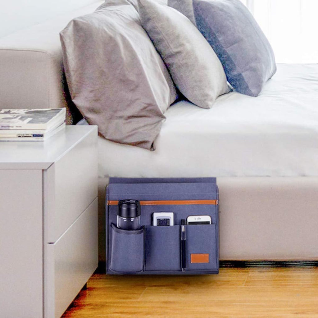 Bedside Caddy Felt Storage Organizer with 5 Pockets, Deep Gray k7