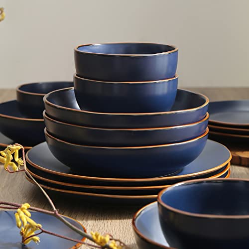 Stoneware Dinnerware Set for 8, Blue a7