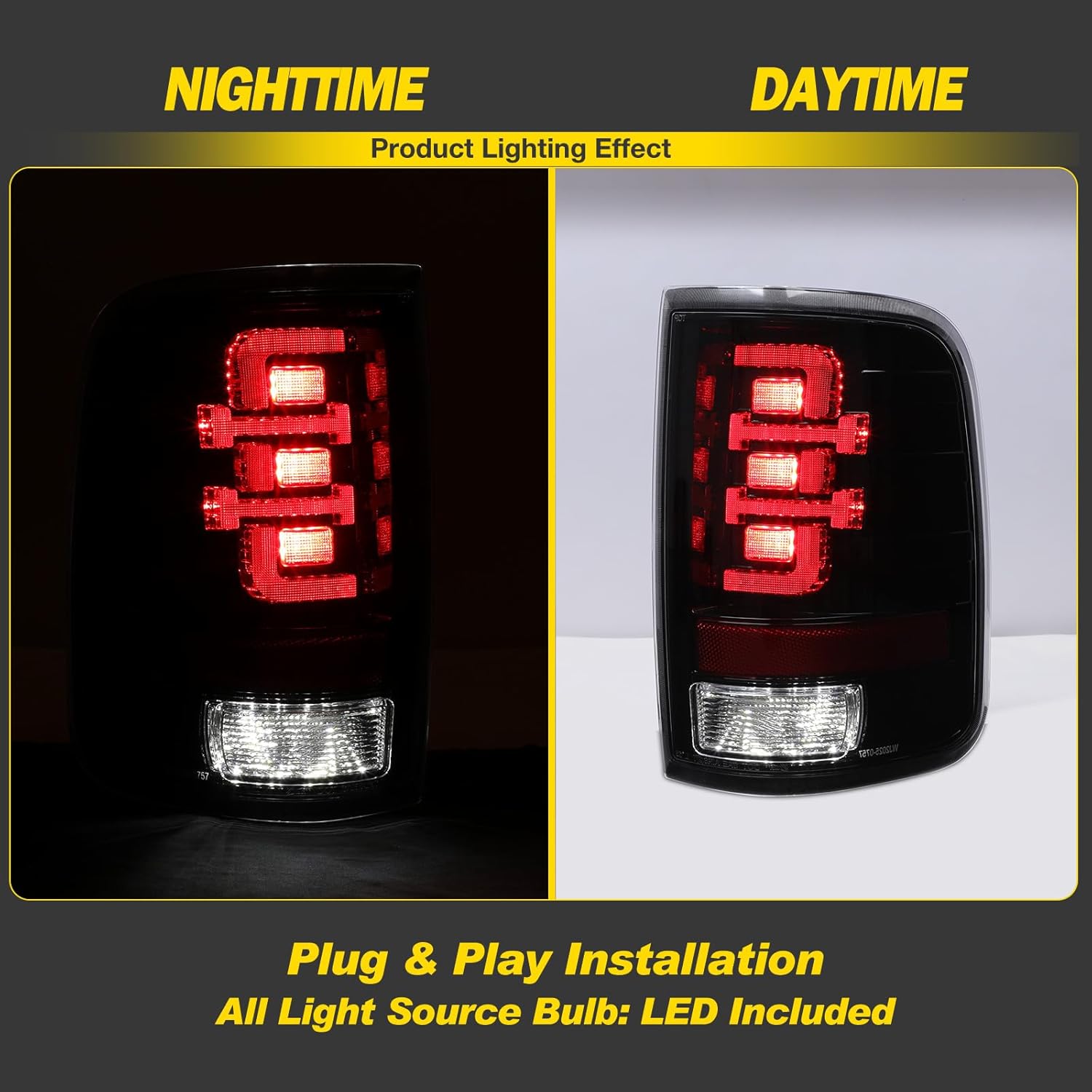 LED Taillights for 2004-2008 Ford F-150 Styleside Black Smoke Lens k7q