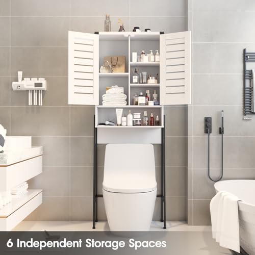 White Toilet Cabinet with 2-Door Storage a7
