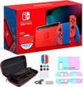 Nintendo Switch Mario Red & Blue Edition with Red Joy-Con, Blue Dock - 6.2" Touchscreen LCD Display, 32GB Internal Storage, 802.11AC WiFi, Bluetooth 4.1, Type-C - 7-in-1 Carrying Case