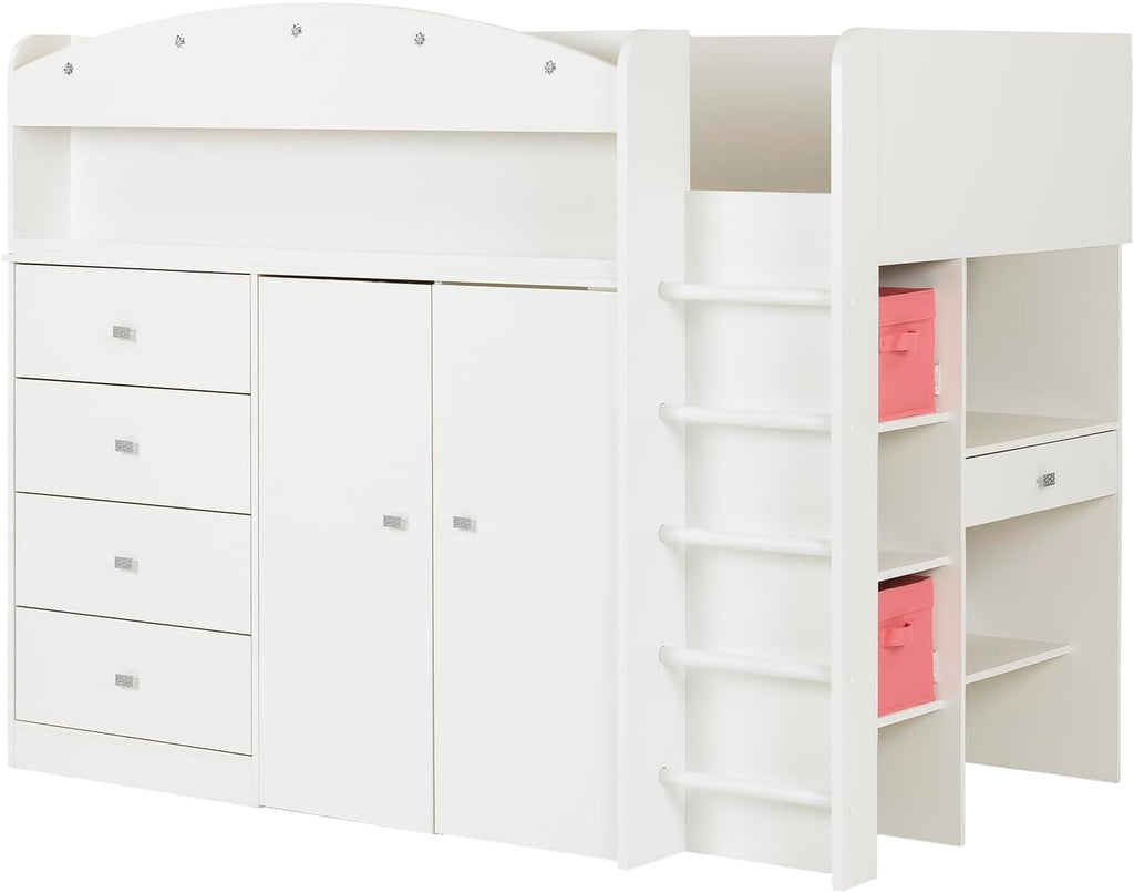 Twin Murphy Bed with Desk Pure White Wood 7a