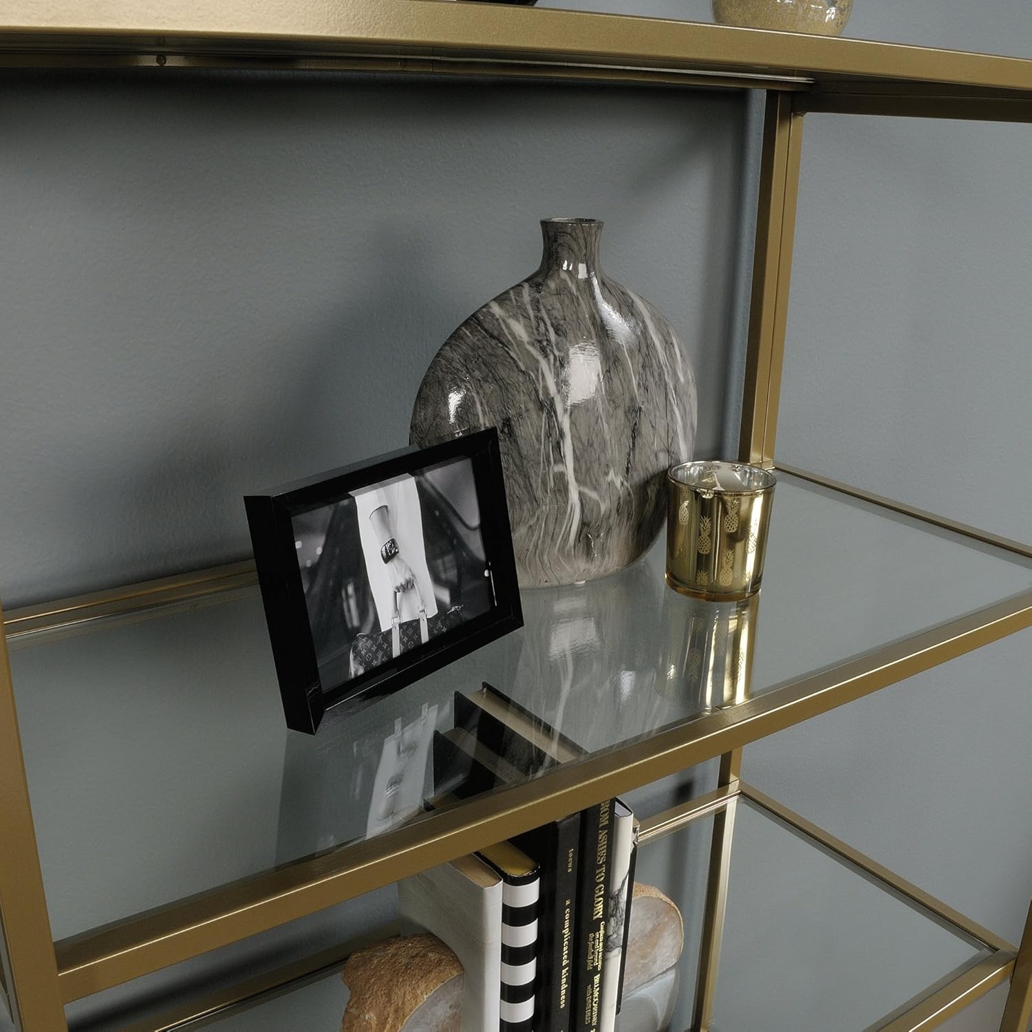 Bookcase with Satin Gold finish k7p
