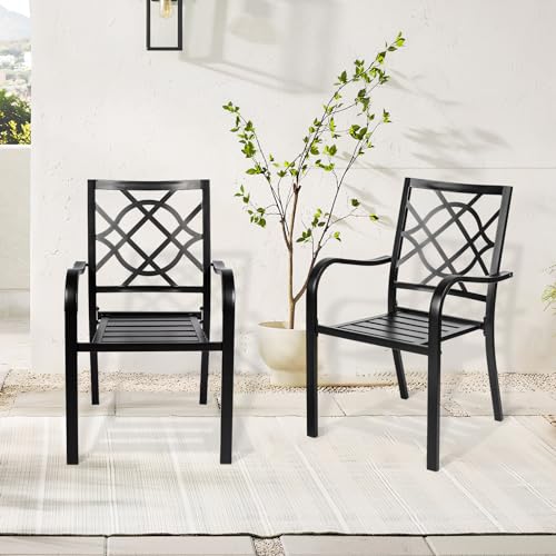 Outdoor Wrought Iron Patio Dining Set 4 Stackable Chairs 1 Table a7