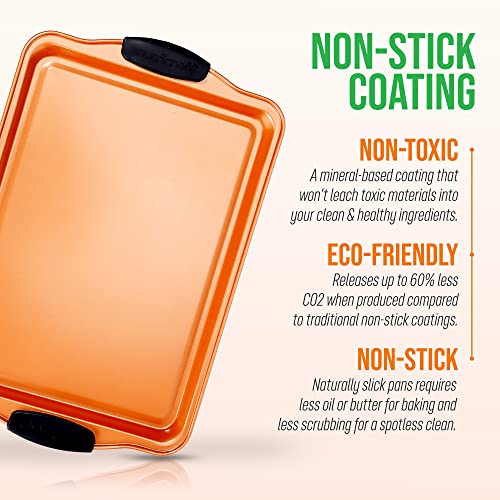 Nonstick Cookie Baking Sheet with Silicone Handles, Dishwasher Safe k7m