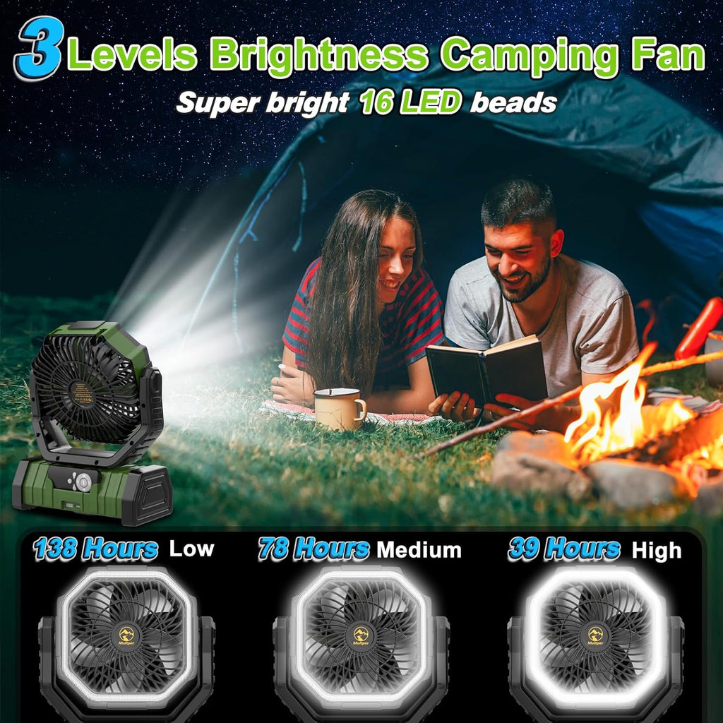 20000mAh Rechargeable Portable Camping Fan with LED Lantern and Remote k7