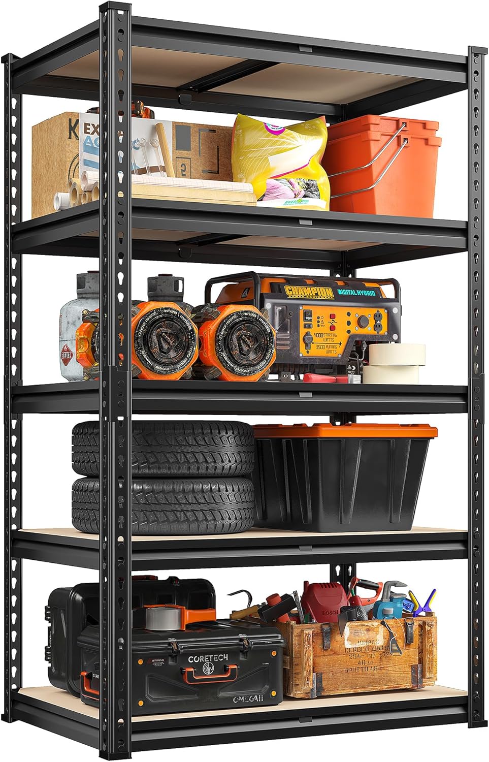 Garage Shelving 5 Tier Heavy Duty Adjustable Metal Storage Rack 60H x28W x14D k7