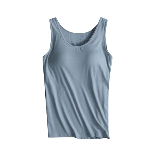 Womens Tank Tops with Built in Bras Padded Basic Solid Summer Casual Basic Tops Yoga Athletic Stretch Comfort Cami