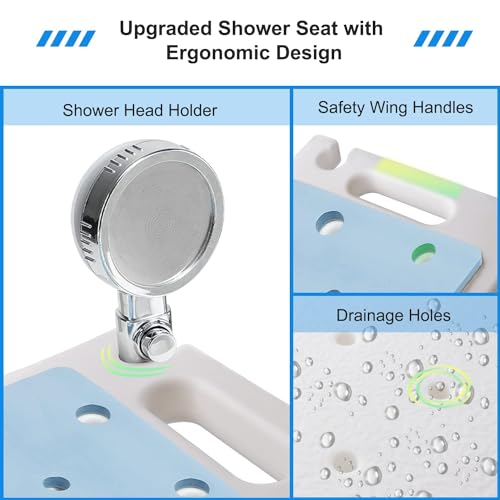 Shower Stool with Height Adjustable Seat, 500 lbs Capacity a7
