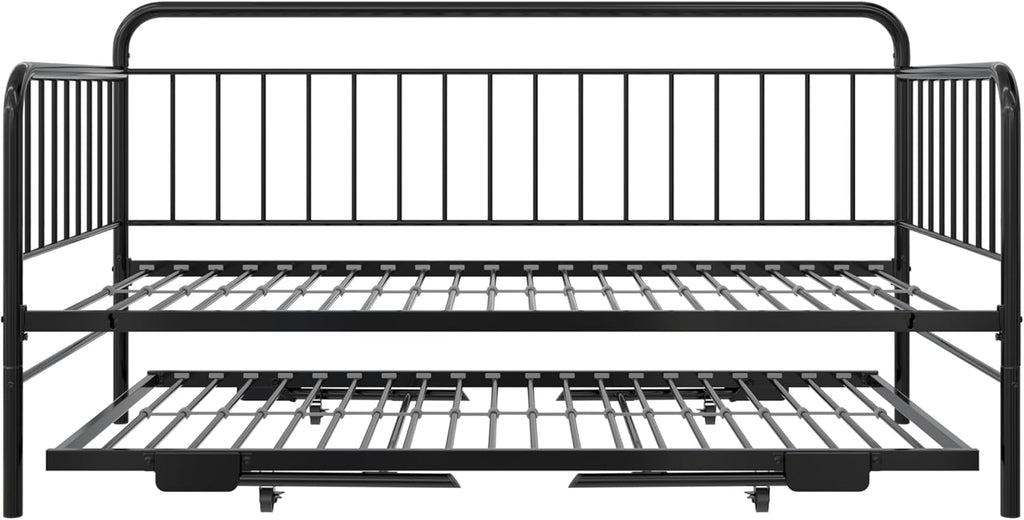 Metal Daybed with Pop Up Trundle Twin Black k7