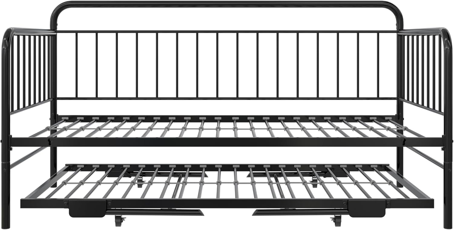 Metal Daybed with Pop Up Trundle Twin Black k7