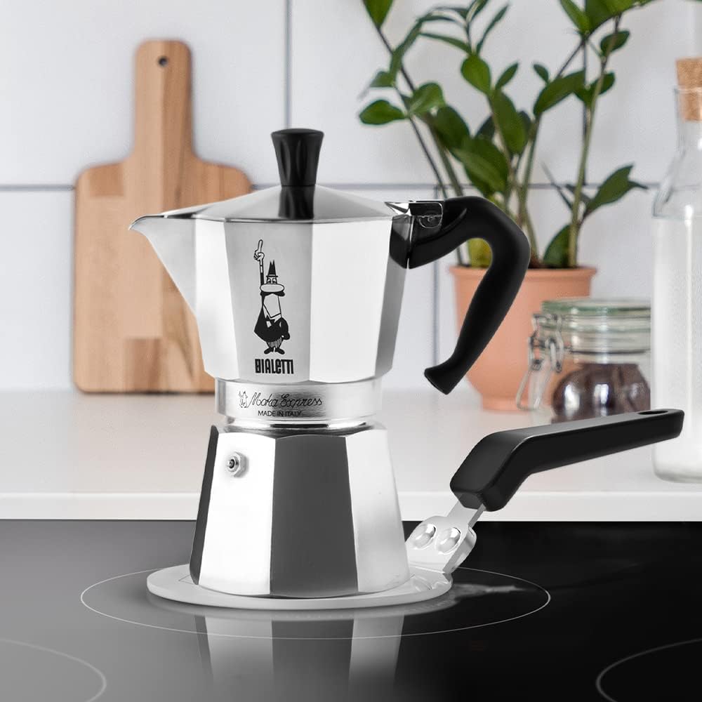 Stovetop Espresso Maker 3 Cups Aluminum Silver k7