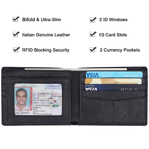 Men's Genuine Leather RFID Blocking Bifold Wallet k7p