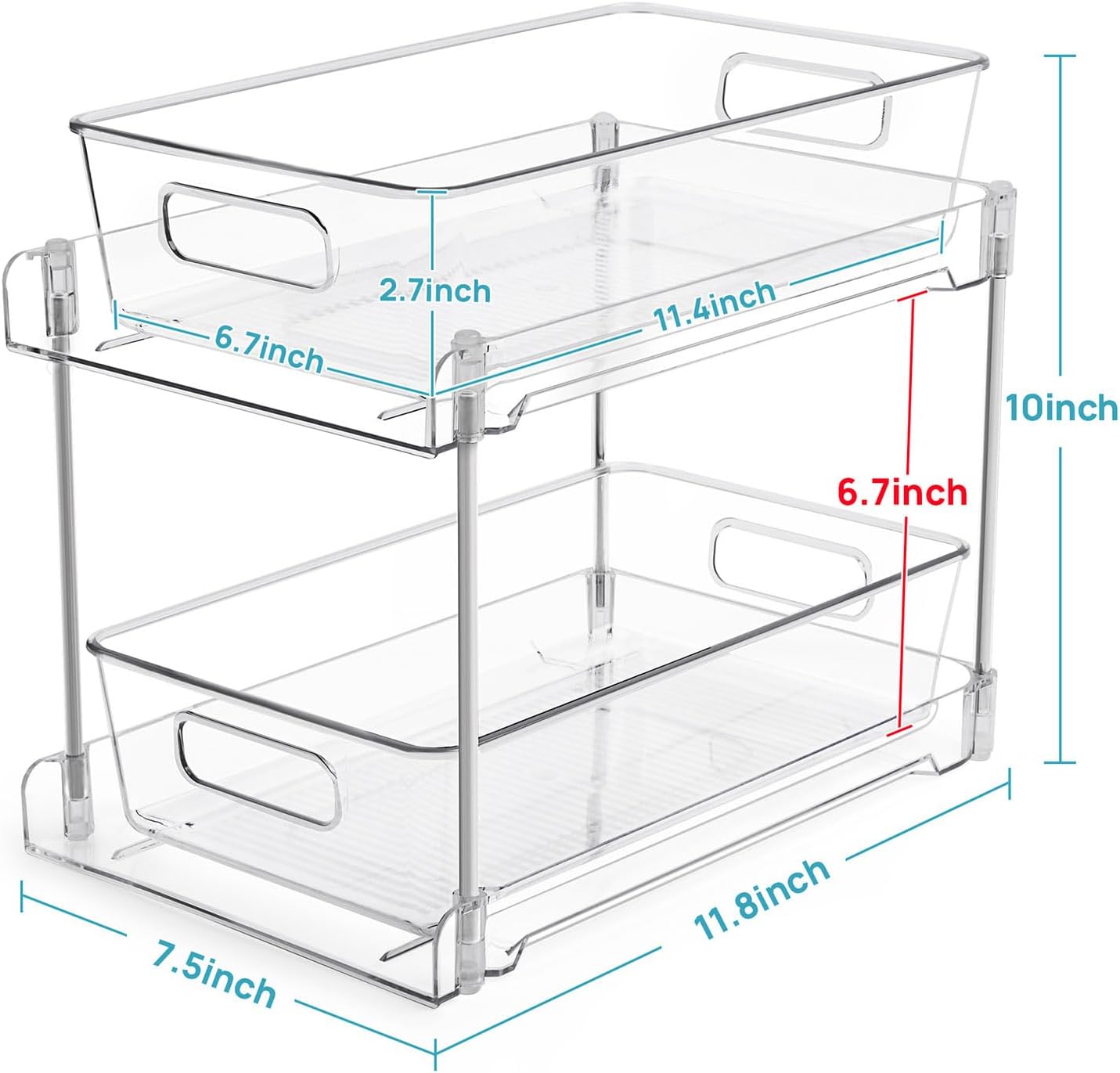 Clear Under Sink Organizer Slide-Out Storage Rack k7p