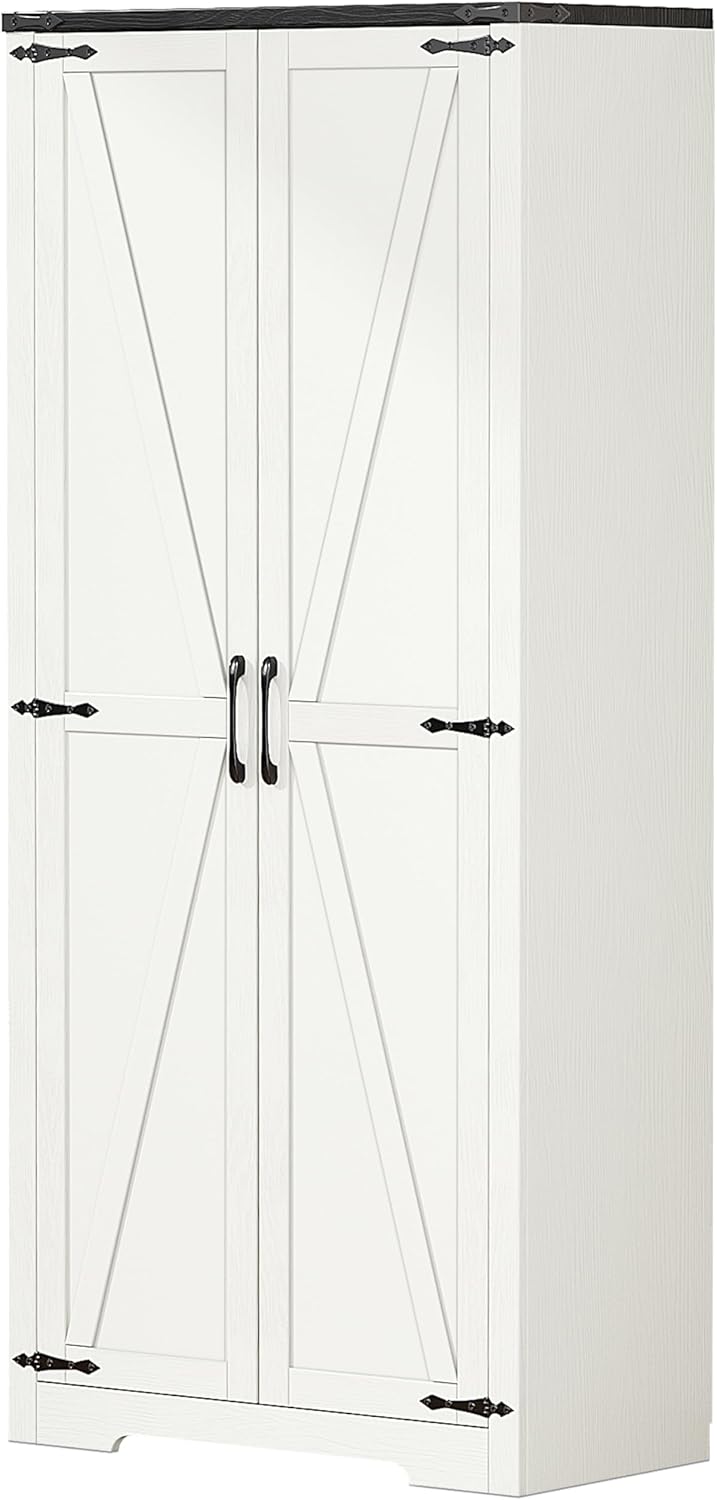 Wardrobe Cabinet with Doors and Hanging Rod, White, 72 Inch a7