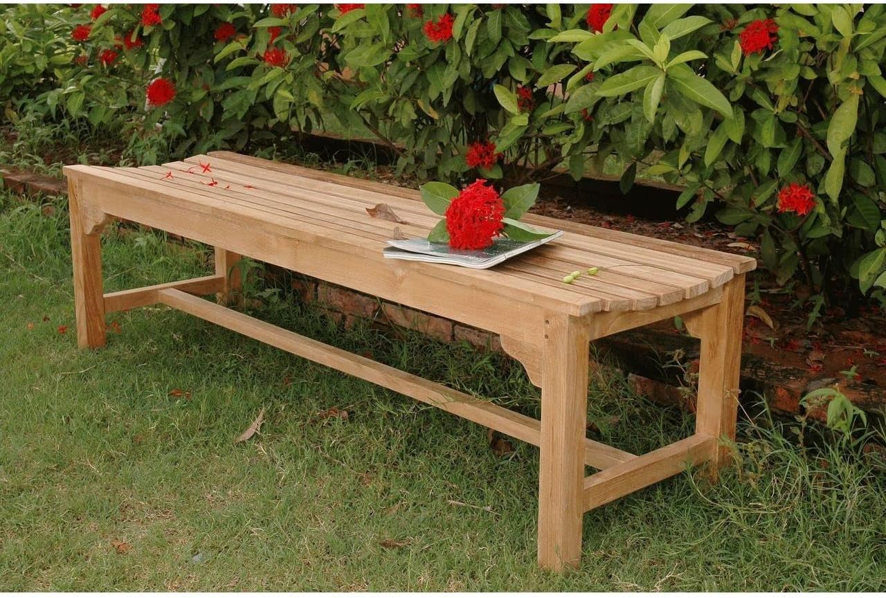 Teak Backless 3-Seater Bench a7