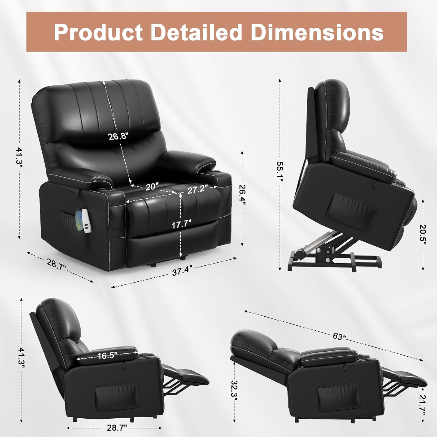 Power Lift Recliner for Elderly with Heat Massage a7