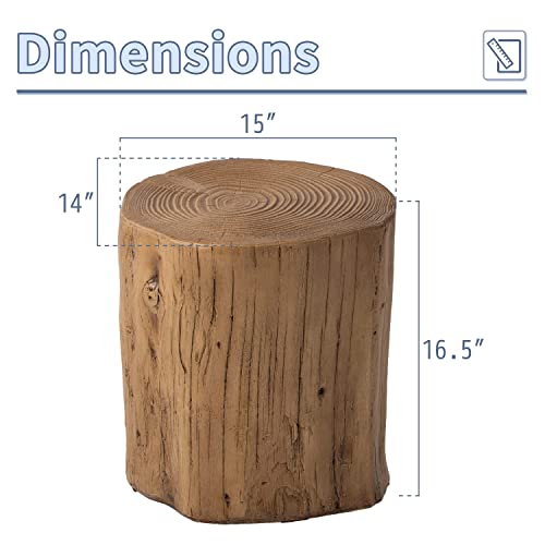 Rustic Stump Side Table Light Grey Wood-Look End Table k7m