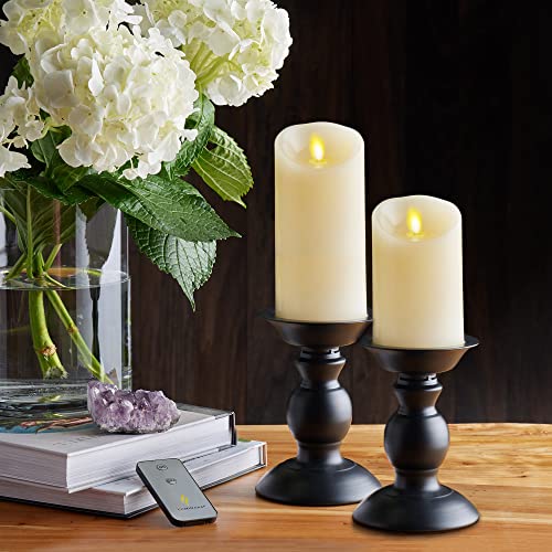 Flickering Flameless Ivory Pillar Candle with Warm LED Light k7
