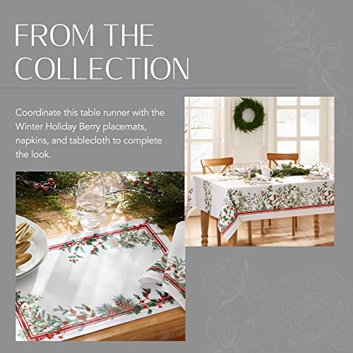 Winter Holiday Berry Bordered Tablecloth 60x120 Oblong k7