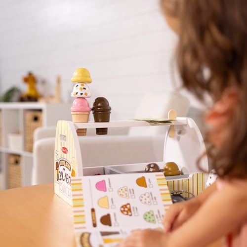 Wooden Ice Cream Counter Play Set 28pcs a7
