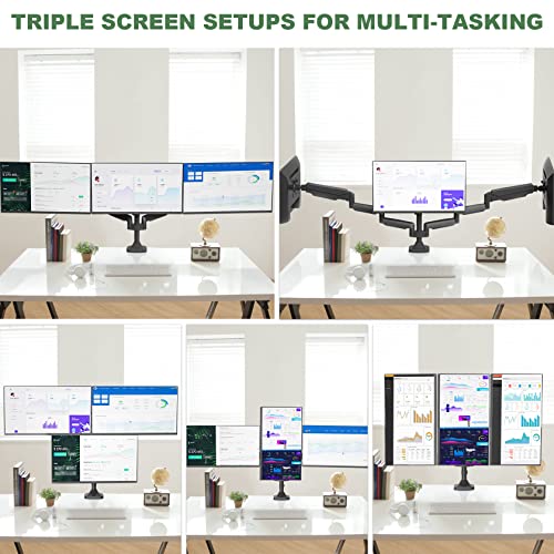 Triple Monitor Desk Mount for Three Flat or Curved Screens up to 27 inch, VESA 100x100mm k7
